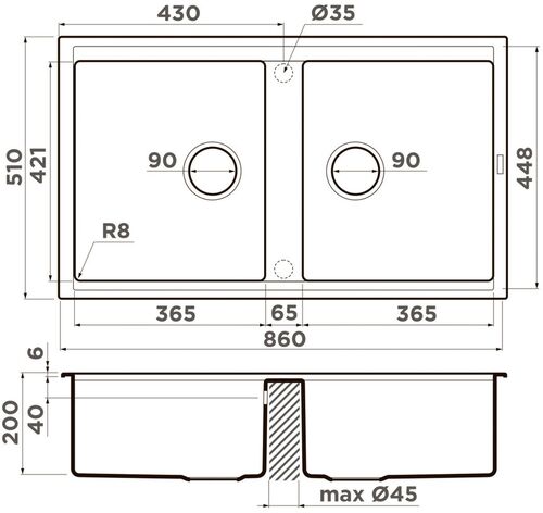 Мойка Omoikiri Kitagawa 86-2-GB Artceramic/графит, 4993492 Мойка Omoikiri Kitagawa 86-2-GB Artceramic/графит, 4993492