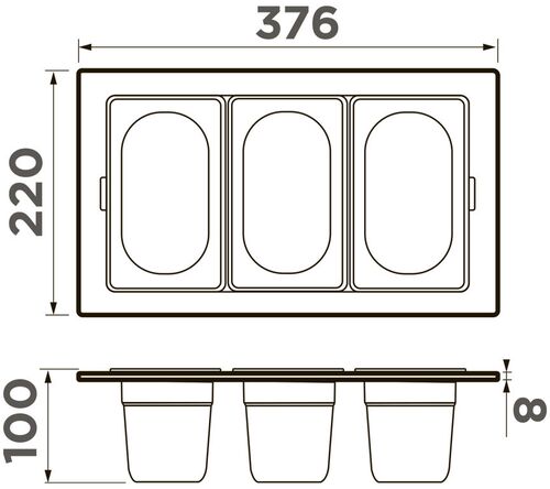 Контейнеры для пищи Omoikiri DC-04-3-LG нерж. сталь/светлое золото, 4999089 Контейнеры для пищи Omoikiri DC-04-3-LG нерж. сталь/светлое золото, 4999089