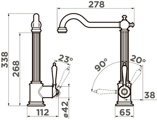 Смеситель Omoikiri Toshima-AB латунь/античная латунь, 4994324 Смеситель Omoikiri Toshima-AB латунь/античная латунь, 4994324
