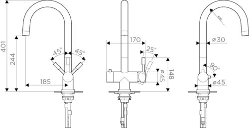 Смеситель Omoikiri Akita нерж. сталь/нерж. сталь, OAK-IN-35 Смеситель Omoikiri Akita нерж. сталь/нерж. сталь, OAK-IN-35