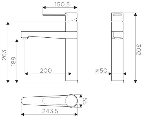 Смеситель Omoikiri Toyama латунь/хром, 4994117 Смеситель Omoikiri Toyama латунь/хром, 4994117