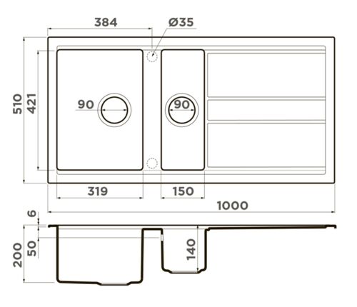 Мойка Omoikiri Kitagawa 100-2-GB Artceramic/графит Мойка Omoikiri Kitagawa 100-2-GB Artceramic/графит