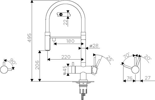 Смеситель Omoikiri Kanto-PVD-LG латунь/светлое золото, 4994014 Смеситель Omoikiri Kanto-PVD-LG латунь/светлое золото, 4994014