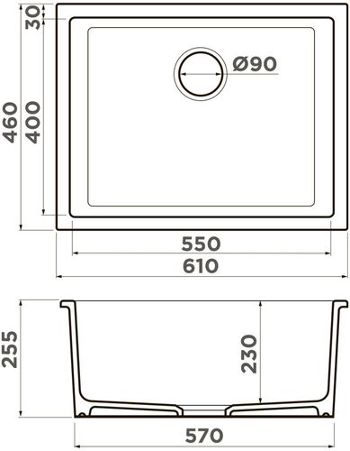 Мойка Omoikiri Okinoshima 61-U/I-WH Glossy Glossy Natceramic/белый, 4993256