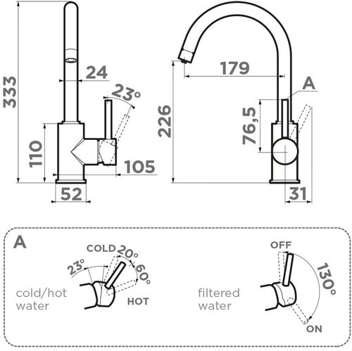 Смеситель Omoikiri Shinagawa 2 Plus-WH латунь/белый, 4994404