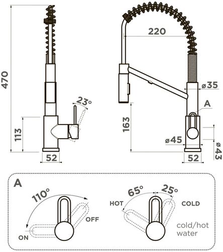 Смеситель Omoikiri Mikawa 2 Plus-SB-BN латунь/нержавеющая сталь, 4994452