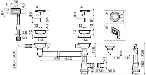 Сифон Omoikiri WK-1,5-UN-IN нержавеющая сталь, 4956778