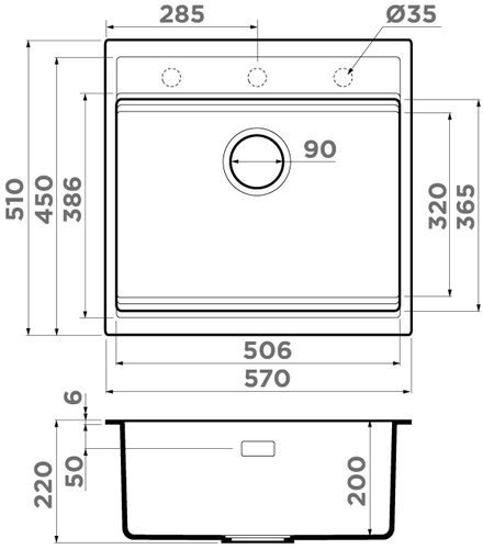 Мойка Omoikiri Kitagawa 57-GB Artceramic/графит, 4993315