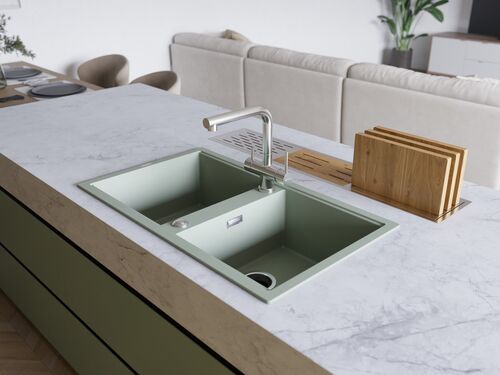 Мойка Omoikiri Kitagawa 86-2-WG Artceramic/wind green, 4993731