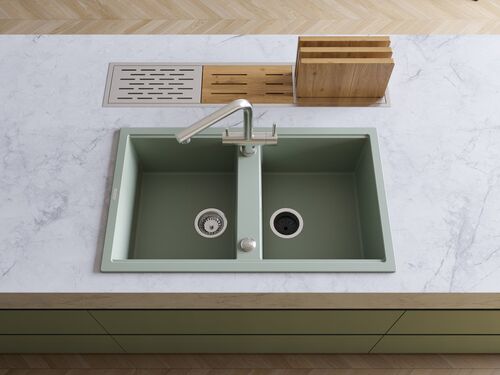 Мойка Omoikiri Kitagawa 86-2-WG Artceramic/wind green, 4993731