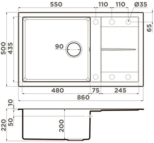 Мойка Omoikiri Sumi 86A-WH Artceramic/белый, 4997104