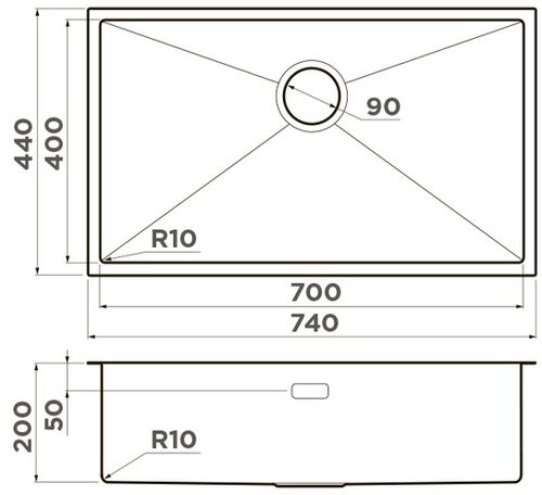 Мойка Omoikiri Taki 74-U/IF-GB нерж. сталь/графит, 4997020