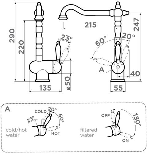 Смеситель Omoikiri Kyoto 2 Plus-G латунь/золото, 4994353