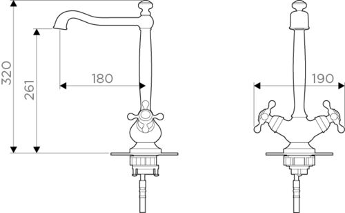 Смеситель Omoikiri Kagoshima-О латунь/античная бронза, OKAG-ORB-35