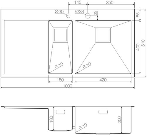 Мойка Omoikiri Akisame 100-2-GM-R нержавеющая сталь/вороненая сталь, 4973104
