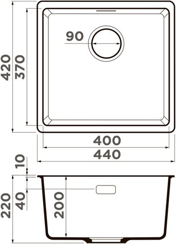 Мойка Omoikiri Kata 44-U-BL artgranit/черный, 4993403