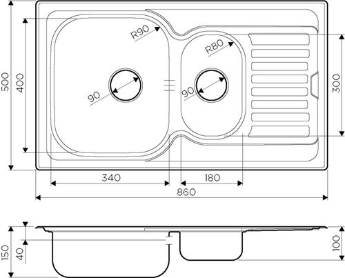 Мойка Omoikiri Kashiogawa 86-2-IN нержавейка, нерж. сталь, 4993454