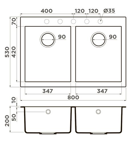 Мойка Omoikiri Bosen 80-2-CH Tetogranit/шампань 4993841