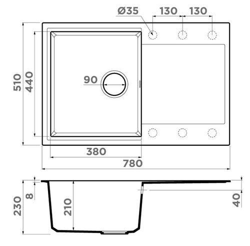 Мойка Omoikiri Daisen 78T-BL Tetogranit/черный