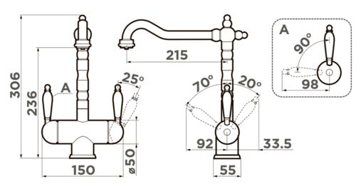 Смеситель Omoikiri Amagasaki-GB латунь/гранит/графит