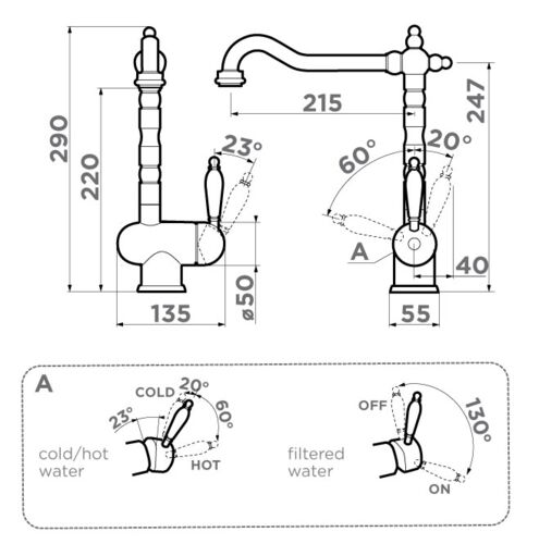 Смеситель Omoikiri Kyoto 2 Plus-AB латунь/античная латунь
