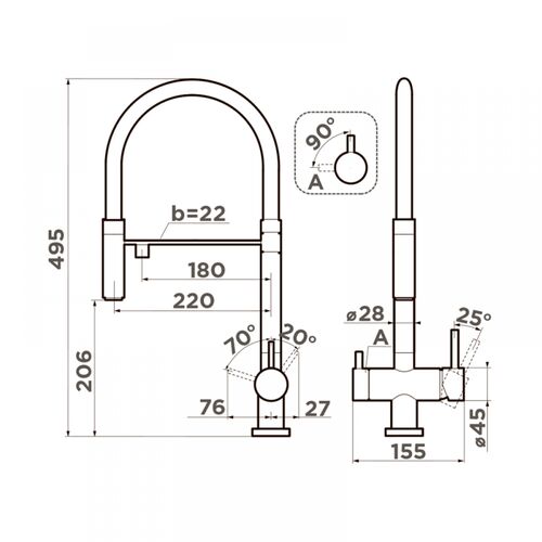 Смеситель Omoikiri Kanto-GB латунь/графит/черный 4994356