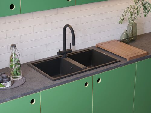 Мойка Omoikiri Tedori 86-2-BL Tetogranit/черный 4993924