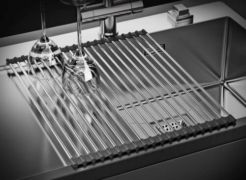 Роллмат для мойки с силиконом Omoikiri ROLL-01-IN нержавеющая сталь/черный, 4997003