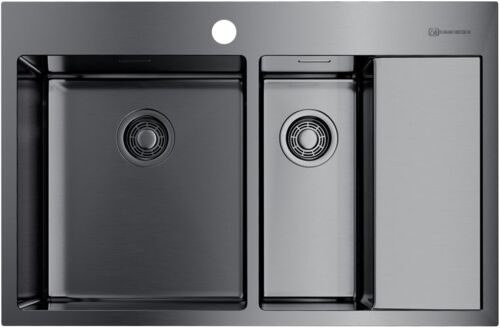Мойка Omoikiri Akisame 100-2-GM-L нержавеющая сталь/вороненая сталь, 4973103