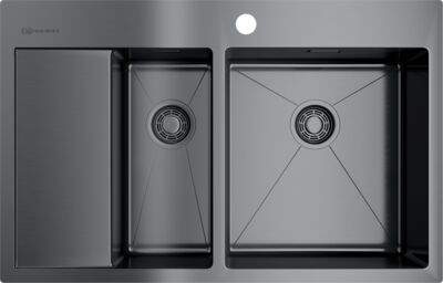 Мойка Omoikiri Akisame 78-2-GM-R нержавеющая сталь/вороненая сталь, 4973102
