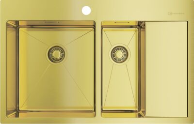 Мойка Omoikiri Akisame 78-2-LG-L нержавеющая сталь/светлое золото, 4973087