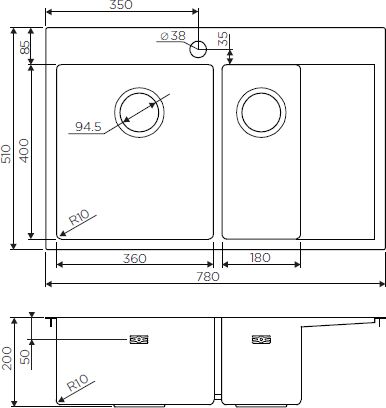 Мойка Omoikiri Akisame 78-2-LG-R нержавеющая сталь/светлое золото, 4973088