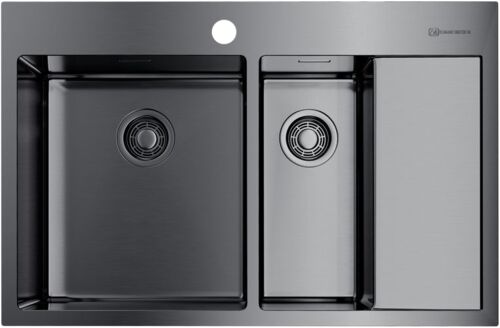 Мойка Omoikiri Akisame 78-2-GM-L нержавеющая сталь/вороненая сталь, 4973101