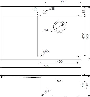Мойка Omoikiri Akisame 78-IN-R нержавеющая сталь, 4973061