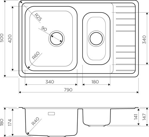 Мойка Omoikiri Sagami 79-2-IN унив./нержавеющая сталь