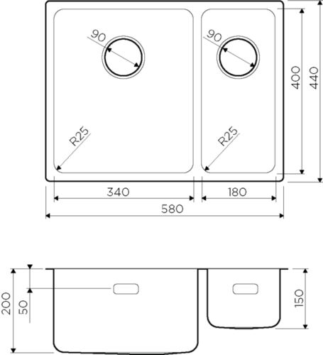 Мойка Omoikiri Tadzava 58-2-U/IF-IN-L нерж.сталь/нержавеющая сталь 4993774