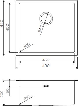 Мойка Omoikiri Taki-49-U/IF-IN нержавеющая сталь, 4973045