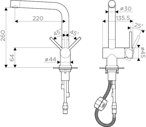 Смеситель Omoikiri Koriyama-S нерж. сталь/нерж. сталь OKO-IN-35-S, 4991006