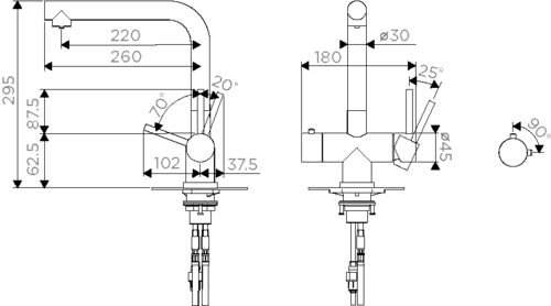 Смеситель Omoikiri Takamatsu нержавеющая сталь, OTA-IN-35, 4994085