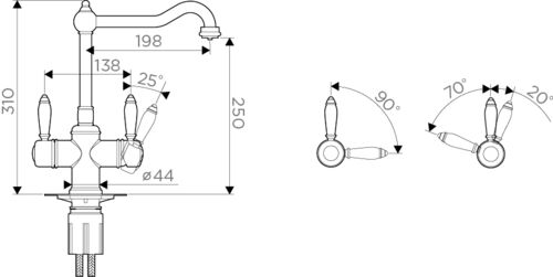 Смеситель Omoikiri Tottori-SI латунь/античное серебро, 4994046