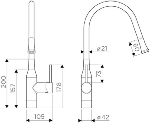 Смеситель Omoikiri Yatomi-BN-R латунь/нерж. сталь/красный шланг, 4994248